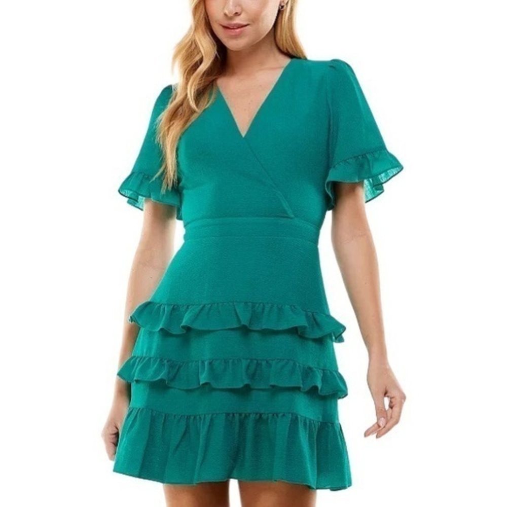 Women’s Dress| Ruffled Surplice-Neck Dress